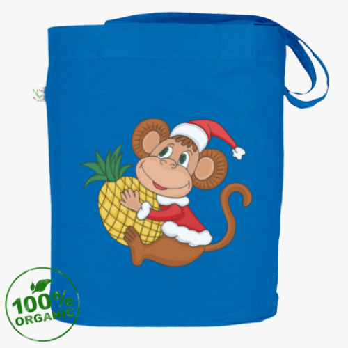 Сумка шоппер с принтом Новогодняя обезьянка