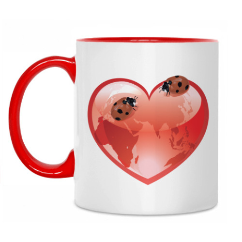 Кружка с принтом Божьи коровки