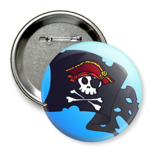 Значок 75мм с принтом Веселый Роджер