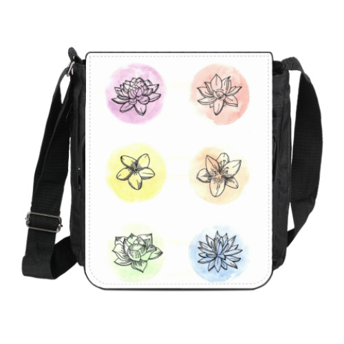 Сумка на плечо (мини-планшет) с принтом Лилии