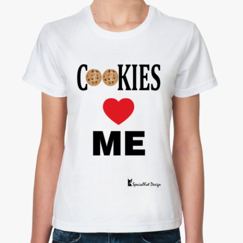 Классическая футболка с принтом Cookies love me