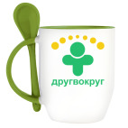 Кружка с ложкой ДругВокруг Панда с Серцем