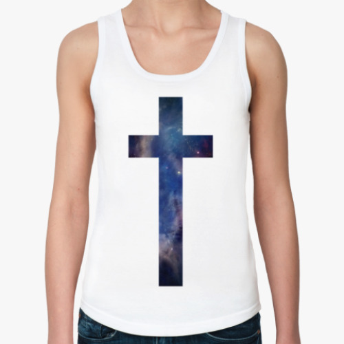 Женская майка с принтом крест с текстурой galaxy