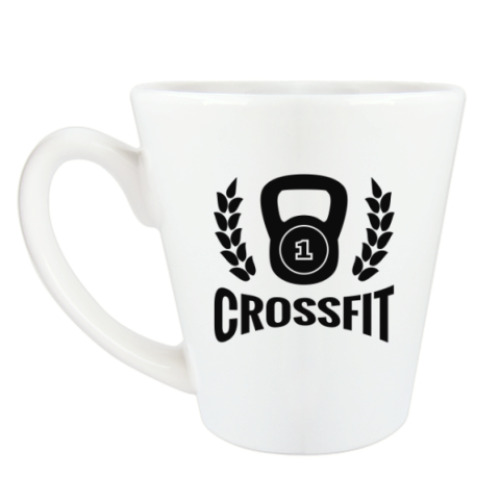 Чашка Латте с принтом Кроссфит логотип с гирей