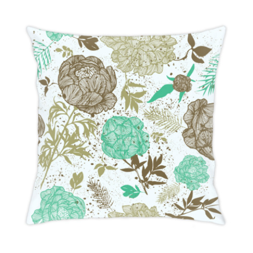 Подушка с принтом винтажные цветы
