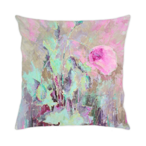 Подушка с принтом 'Нежный мак'