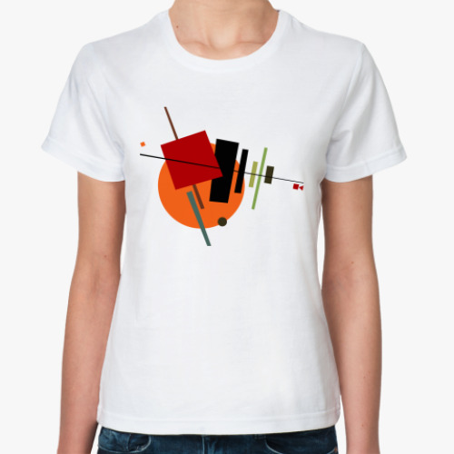 Классическая футболка с принтом красный квадрат