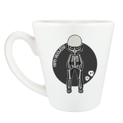 Чашка Латте с принтом Скелет