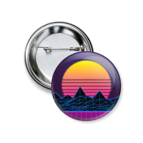Значок 37мм с принтом Retro wave