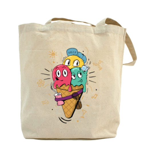 Сумка шоппер с принтом Смешные шарики мороженного