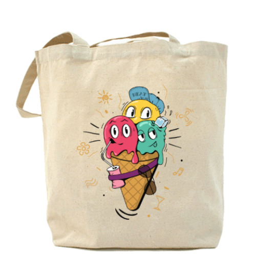 Сумка шоппер с принтом Смешные шарики мороженного