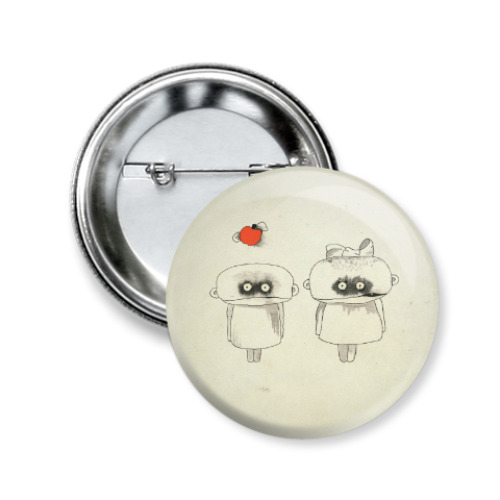 Значок 50мм с принтом Он и Она