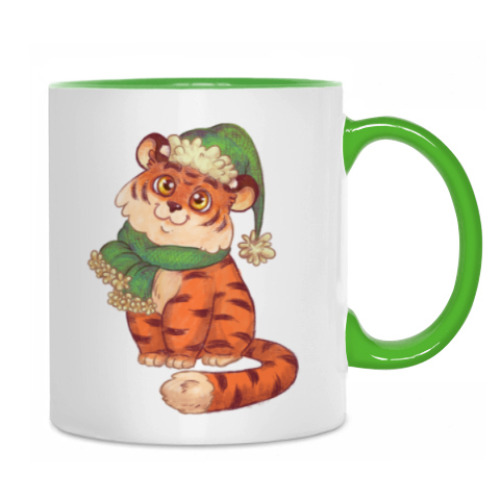 Кружка с принтом Тигрёнок новый год
