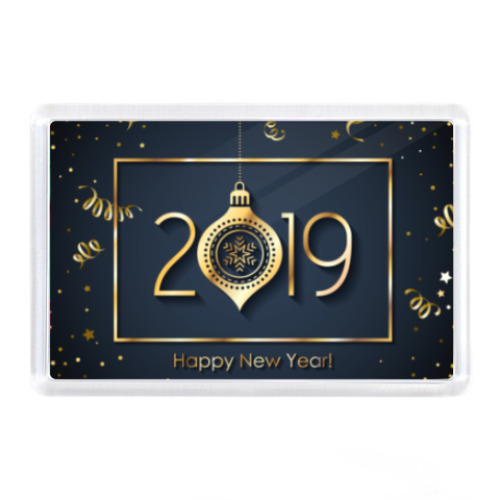 Магнит с принтом Новый год 2019