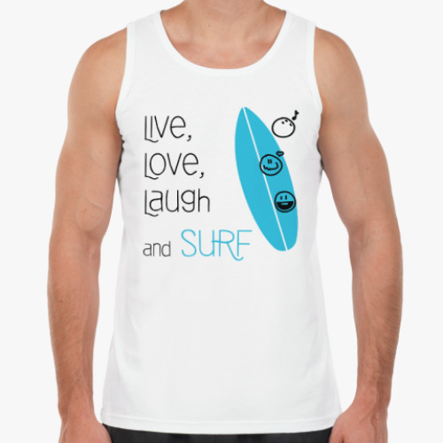 Майка с принтом Live, Love, Laugh & Surf