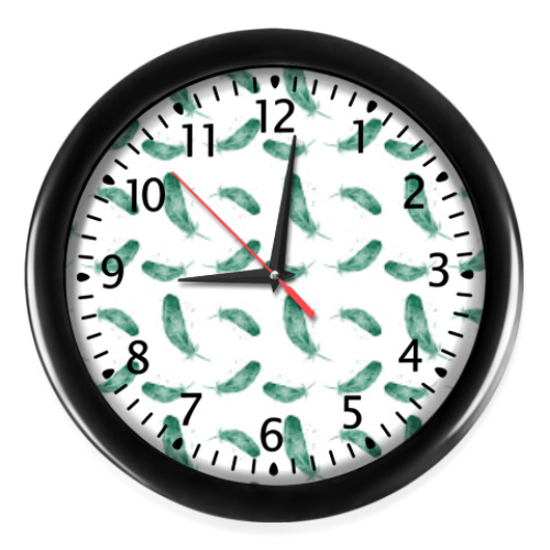 Настенные часы с принтом Перья, паттерн
