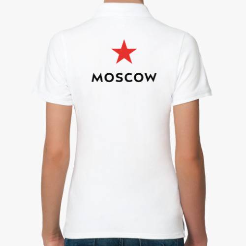 Женская рубашка поло (печать) с принтом логотип Москвы