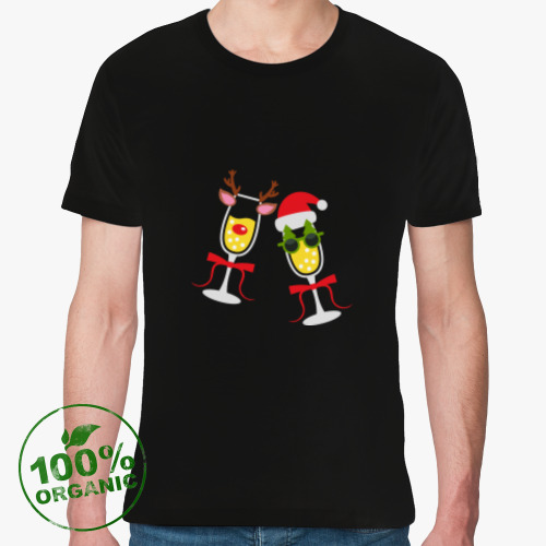 Футболка из органик-хлопка с принтом Бокалы с шампанским