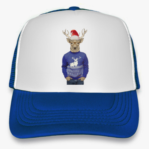 Кепка-тракер с принтом Олень хипстер новогодний