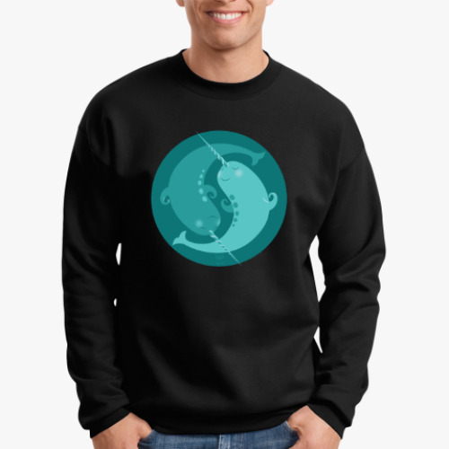 Свитшот с принтом Animal Zen: N is for Narwal