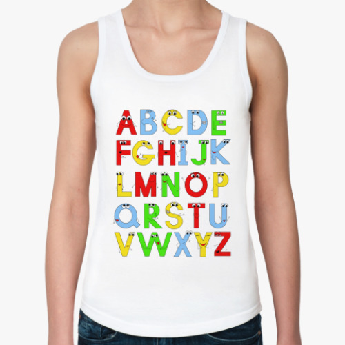 Женская майка с принтом 'Алфавит'