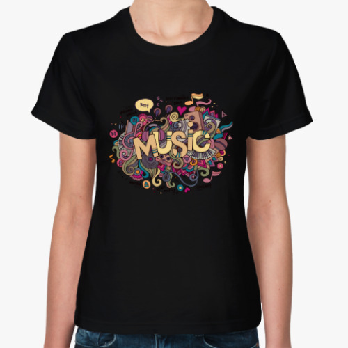 Женская футболка с принтом 'Music'