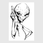 Постер 30 х 45 см смешной пришелец (funny alien)