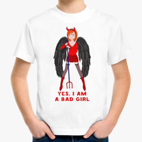 Детская футболка с принтом Yes i am a bad girl