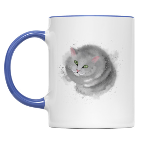 Кружка с принтом Серый кот, кошка