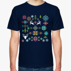 Новогодние вязаные олени, снежинки