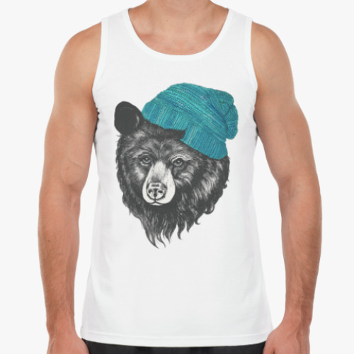 Майка с принтом Медведь в шапке