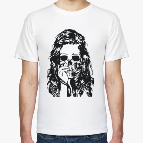 Футболка с принтом Череп с волосами