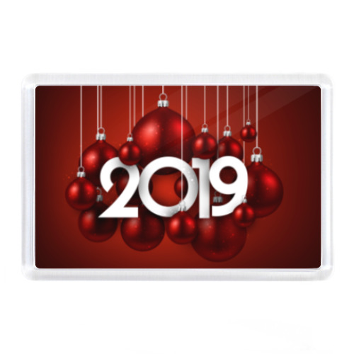 Магнит с принтом Новый год 2019