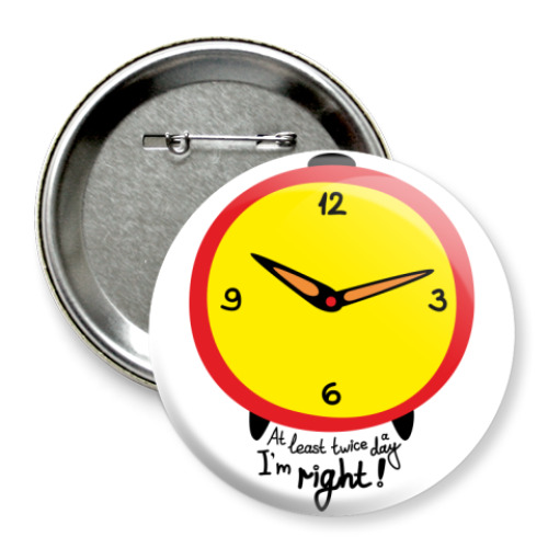 Значок 75мм с принтом Часы