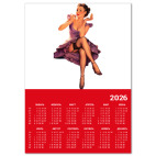 Календарь A4 2026, красный Девушка