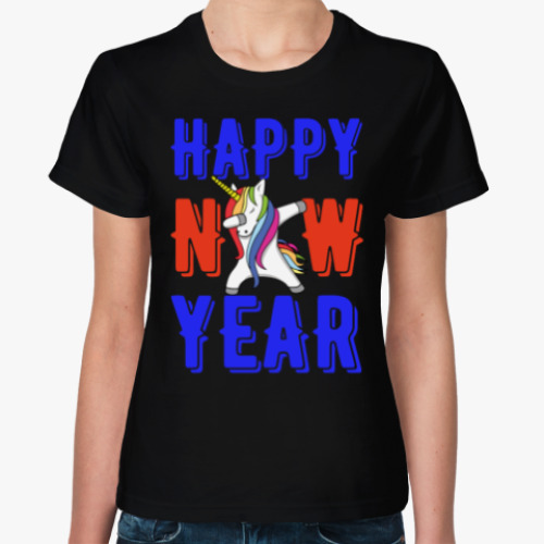 Женская футболка с принтом HAPPY NEW YEAR