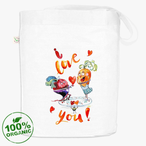 Сумка шоппер с принтом Любовь и морковь