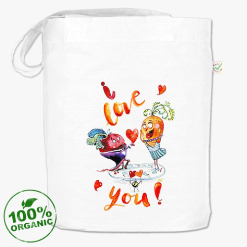 Сумка шоппер с принтом Любовь и морковь