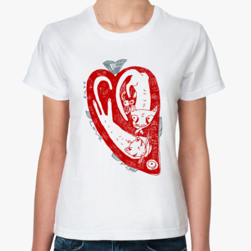 Классическая футболка Сердце и кошки