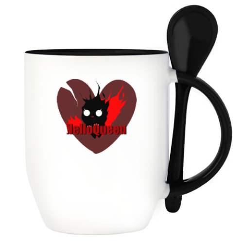 Кружка с ложкой с принтом Hello Queen