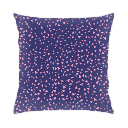 Подушка с принтом Мелкие сердечки