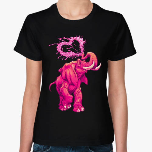 Женская футболка с принтом Счастливый слоник