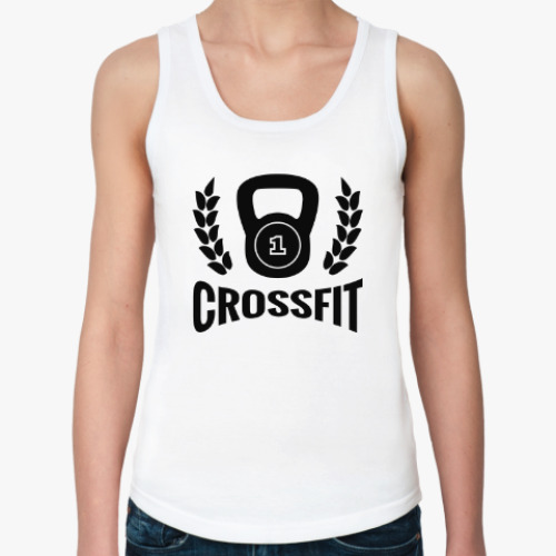 Женская майка с принтом Кроссфит логотип с гирей