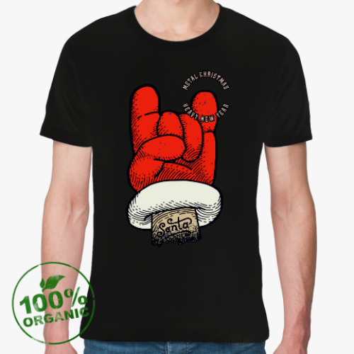 Футболка из органик-хлопка с принтом Metal Christmas Heavy New Year