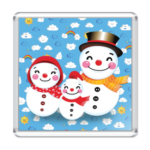 Магнит Семья Снеговиков