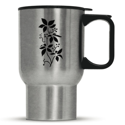 Кружка-термос с принтом Цветы