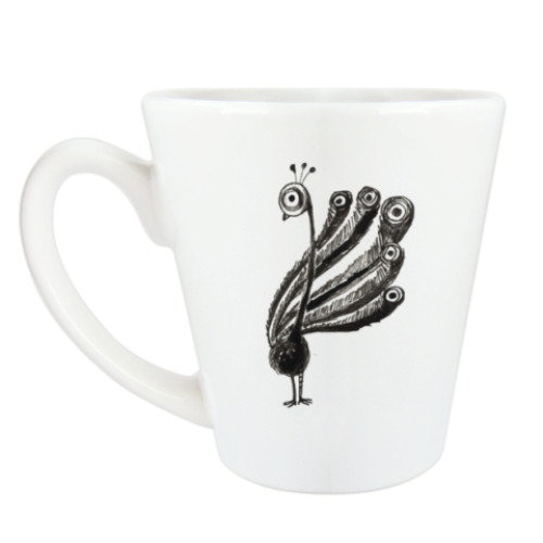 Чашка Латте с принтом павлин