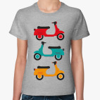 Классическая женская футболка Мотороллеры