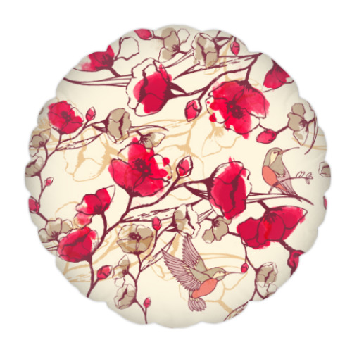 Подушка с принтом Цеточное