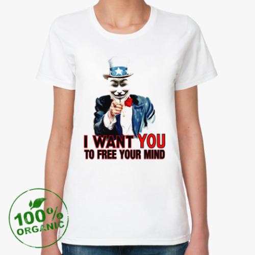 Женская футболка из органик-хлопка Anonymous Uncle Sam